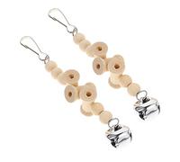 POPETPOP 2pcs Wooden Bead Bell Parrot Chewing Toy Pet Bird Teeth Grinding Plaything for Bird Parrot Cage Hanging Small Wooden Toys for Plaything