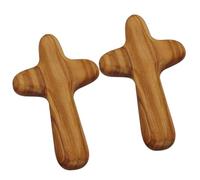 POPETPOP 2pcs Wooden Cross Ornaments Wood Cross with Delicate Designs Brown Wood Material Elegant Handheld Religious and Church Events Decoration