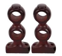POPETPOP 2pcs Wooden Curtain Rod Bracket Double Curtain Rod Holder, Brown, Dual Bracket Structure, 28-35mm, Wall or Ceiling Mounted, for Window Decor and Bedrooms
