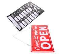 POPETPOP 2pcs Writable Business Hours Sign Set with DIY Time Stickers Pvc Store Signs for Retail Shop Opening Hours Display Reusable Open for Office and Storefront