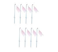 POPETPOP 2sets Cat Teaser Stick Interactive Cat Toy with Plume Boredom-be-gone for Indoor 4pcs*2