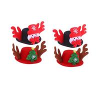 POPETPOP 2sets Pet Hats for Christmas Dog Xmas Hat Cartoon Snowman Green Tree Festive Headwear 2pcs*2