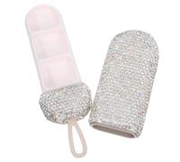 POPETPOP 3 Compartments Bling Pill Case Small Portable Medication Organizer Waterproof Rhinestone Plastic Pill Dispensers and Organizers for Outdoor Conditions Daily Supplies Nursing Use