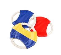 POPETPOP 3 Pack Cotton Molar Toy Flying Disc for Dogs 18cm Pet Training Supplies Soft Rope Toy for Outdoor Play (random)