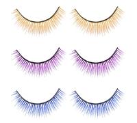 POPETPOP 3 Pairs 3d Multilayer Colored False Eyelashes Set for Women, Reusable Party and Cosplay Eyelashes in Yellow, Purple, and Blue for Halloween and Performance