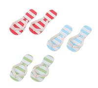 POPETPOP 3 Pairs Miniature Dollhouse Slippers Micro Landscape Props Summer Beach Tiny Slipper Photo Props Blue White, Red White, and Green Striped Tiny House Shoes Decor