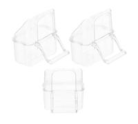 POPETPOP 3 Pcs Acrylic Anti-splashing Bird Cage Feeder Boxes with Flat Base and Detachable Stand Bar Design, Creative Feeding Bowls for Pet Birds and Parrot Cage Use
