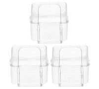 POPETPOP 3 Pcs Acrylic Anti-splashing Feeding Bowls for Pet Birds and Parrots with Flat Base and Stand Bar Design, Smooth Surface Cage Use Food Containers for Bird Feeding