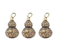 POPETPOP 3 Pcs Brass Gourd Keychain Hanging Charms with Unscrew Design and Comfortable Use for Hand-made Works and Jewellery Making, Unique Antique Style Calabash Car Pendant