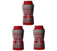 POPETPOP 3 Pcs Fashionable Dog Cat Sweater Unique Deer Pattern Warm and Comfortable for Winter and Outdoor Use