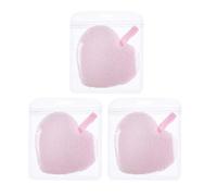 POPETPOP 3 Pcs Heart Shape Makeup Removal Pads for Face, Washable and Reusable Fabric Cleaning Pads, Soft Pink Facial Makeup Powder Puff for Female Daily Use