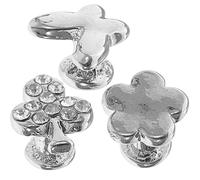 POPETPOP 3 Pcs Silver Watch Strap Charms Decorative Nails for 38mm Silicone Bands with Flower, Butterfly, and Three-leaf Motif, Smartwatch Band Accessories for Personalizing and Decorating