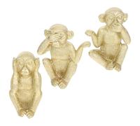 POPETPOP 3 Wise Monkeys Ornaments Resin Desktop Animal Decoration Set 3pcs Golden Monkey Figurine Decor for Tearoom and Hotel, Unique Creative Home Tabletop Resin Statue