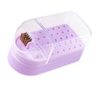 POPETPOP 30-hole Nail Drill Bits Storage Case with Cleaning Brush Purple Manicure Drill Bit Organizer Box for Nail Art Salon Supplies and Professional Grinding Head Storage