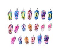 POPETPOP 30pcs DIY Soft Clay Slipper Charms for Jewelry Making and Home Decor, Tropical Style Adorable Mini Pendants for Summer Craft Projects and Housewarming Color