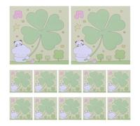 POPETPOP 30pcs St Patrick's Day Four-leaf Leaf Sticky Notepad with Music Leaf Pattern, Small Self-stick Notes for Office, School, and Festival Decorations