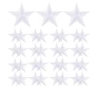 POPETPOP 30pcs White Star Embroidered Patches Iron-on Polyester Fabric Appliques for Clothes Shoes Hats Bags Cover Holes Stylish and Beautiful Clothing Decoration