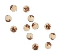 POPETPOP 30pcs Wooden Beads String DIY Accessories with Maple Leaf Plaid Pattern Sturdy Wood Material Beads for Making Necklaces Not Easy to Break and Long Serve Life