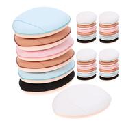 POPETPOP 35pcs Portable Powder Puff Teardrop Reusable Small Powder Puff with Ultrasoft Velour Hydrophilic Non-latex Material Individual Storage Case and Strap for Business Trip Random Color
