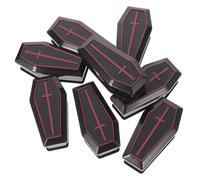 POPETPOP 36pcs Halloween Miniature Coffin Boxes with Lid Plastic Prank Props for Spooky Party Decorations and Haunted House Carnival Favors