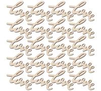 POPETPOP 36pcs Unfinished Wooden Love Heart Slices Wedding Craft Decorations DIY Woodcut Embellishments for Valentine's Day Scrapbooking and Home Decor