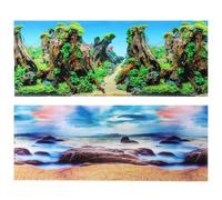 POPETPOP 3d Aquarium Background Paper Double-sided Fish Tank Decorations Sticker