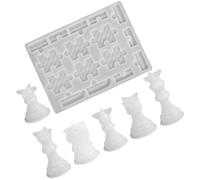 POPETPOP 3D Chess Pieces Silicone Molds Set for DIY Casting, 6pcs International Chess Piece Handicraft Moulds with Chessboard Puzzle Mold, Craft Supplies for Board Game Making and Party Use