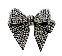 POPETPOP 3D Handmade Beaded Bowknot Cloth Patch Black Silver Grey Decorative Bow Applique for Shoes Bags Clothing Ornament Accessory UK