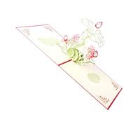 POPETPOP 3d Paper Greeting Card Water Lily Shape Creative Craft Expressing Blessings Blank for Writing Red Teachers Day Graduation Party Card for Families Classmates