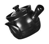 POPETPOP 3l Ceramic Medicine Boiling Pot for Home Use with High Temperature Resistance, Retro Black Multi-Purpose Chinese Medicine Cooking Pot for Herbal Stews and Soups