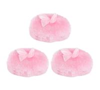 POPETPOP 3pc Powder Puff Set for Body and Face, Soft Long Hair Fabric Puff with Lovely Bowknot Design, Safe and Easy to Operate for Talcum and Prickly Heat Powder Application