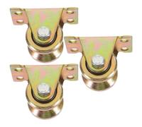 POPETPOP 3pcs 30mm Diameter V-shaped Steel Pulley Wheels with Bearings, Heavy Duty Cable Rope Ceiling Pulley Mounts for Wire Rope Traction and Track Guiding