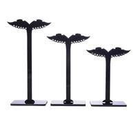 POPETPOP 3pcs Acrylic Earrings Display Stand Holder, Black Simple and Generous Design, Stands Steadily for Earrings Storage and Decoration in Store Or Home