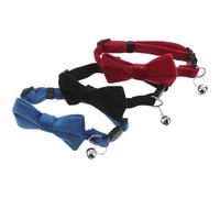 POPETPOP 3pcs Adjustable Soft Plush Pet Collars with Bow Tie and Bell for Small Dogs and Cats, Gentle on Skin, for Outdoors and Taking Beautiful Photos