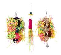 POPETPOP 3pcs Bird Accessory Toys Hanging Parrot Chewing Shredding Toys Foraging Hanging for Budgies