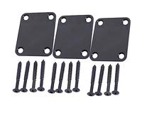 POPETPOP 3pcs Black Metal Electric Guitar Neck Plates Screws Bass Guitar Neck Strength Reinforcing Connecting Joint Plates
