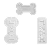 POPETPOP 3pcs Bone Shaped Silicone Mold Set for DIY Resin Keychain, Epoxy Crystal Casting, and Bath Soap Making - Flexible, Non-Toxic Silicone Suitable for Jewelry and Crafting