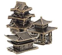 POPETPOP 3pcs Brass Tiny Pagoda Model Set Japanese Style Lanterns for Zen Garden and Desk Decor, Compact Design Versatile Ornament for Indoor and Outdoor Garden Landscaping
