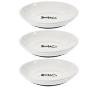 POPETPOP 3pcs Ceramic Shallow Cat Bowls with Non-slip Silicone Base for Comfortable Eating Beige round Cat Food Dishes Suitable for Small Indoor Feeding