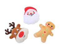 POPETPOP 3pcs Christmas Plush Pet Chew with Catnip for Dogs and Cats, Bite Resistant Interactive Dental Chew for Puppy Training and Teeth Grinding Random Style