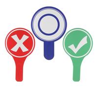 POPETPOP 3pcs Classroom Voting Paddles Set with Handle - Red, Green, Blue 20x30cm Single-sided Kt Board - Teacher Judging Boards for Student Interaction, Yes No Handheld Voting Signs
