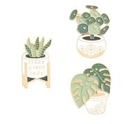 POPETPOP 3pcs Creative Cartoon Succulent Potted Plants Brooch Set, Alloy Decorative Clothes Badge Pin for Women, Stylish Corsage Pins for Casual and Daily Wear