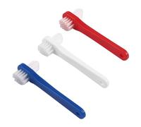 POPETPOP 3Pcs Denture Cleaning Toothbrush for Adults Small Dual-Headed Bristle Brush with Firm Grip Angled Soft Bristles Multi-Color Brushes