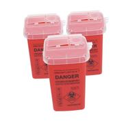 POPETPOP 3pcs Disposal Bin with Flip Open Lid Portable Sharps Container for Safe Home Use Compact Travel Sharps Box with Clear Warning Labels for and Waste