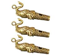 POPETPOP 3pcs Elephant Shaped Copper Whistles for Outdoor Survival Car Key Pendant Accessories Emergency Mini Whistle Lanyard