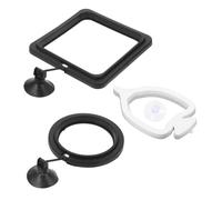 POPETPOP 3pcs Floating Fish Feeding Rings Set Aquarium Feeder Circles Plastic Fish Tank Feeders Reusable Black round Square Drift Design for Aquarium Feeding