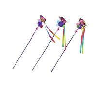 POPETPOP 3pcs Interactive Butterfly Teaser Wand for Cats Durable Cat Playing Tools to Energetic Relieve Stress Colorful Random Designs