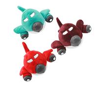 POPETPOP 3pcs Interactive Dog Chew Toy Squeaky Bite Resistant Plane Shape for Fun Playtime Red Colors to Keep Pets Engaged and Reduce Destructive Behavior