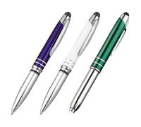 POPETPOP 3pcs Metal LED Ballpoint Pens with Stylus Tips and Replaceable Ballpoint Pen Ink Featuring Touch Function and LED Illumination for Back to School Decor and Office Use