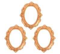 POPETPOP 3pcs Mini Retro Style Gold Resin Picture Frames, Sturdy Decorative Display Prop for Gallery Walls and Table Decoration, Vintage Small Photo Frames